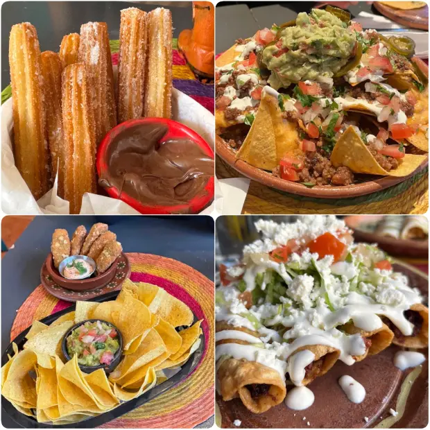A collage image of Burritos and chimichanga of AGAVE Dublin.