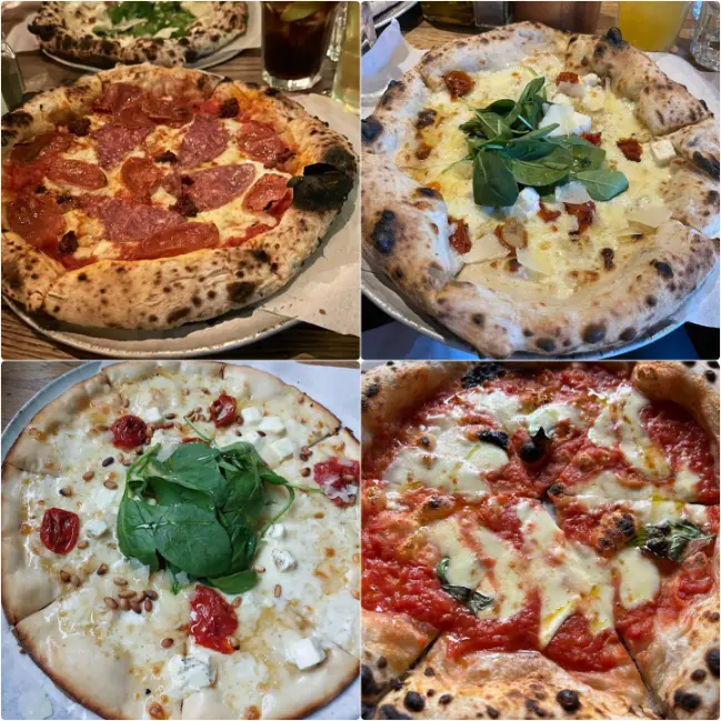 Gourmet pizza with yellow bell peppers, ham, and onions from BoCo Bar