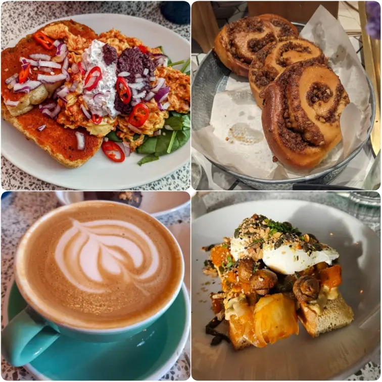 A collage image of scones and coffee of Brother Hubbard in Dublin.