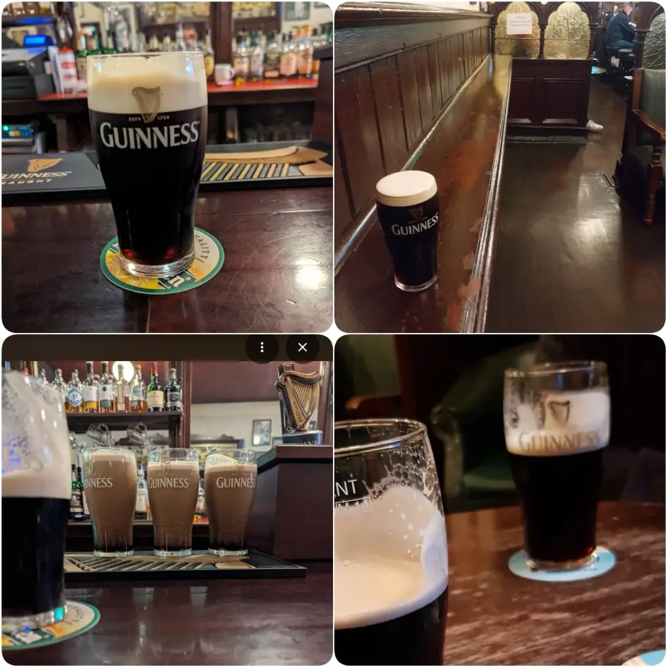 A collage image of smooth Guinness of Cleary's Pub in Dublin.