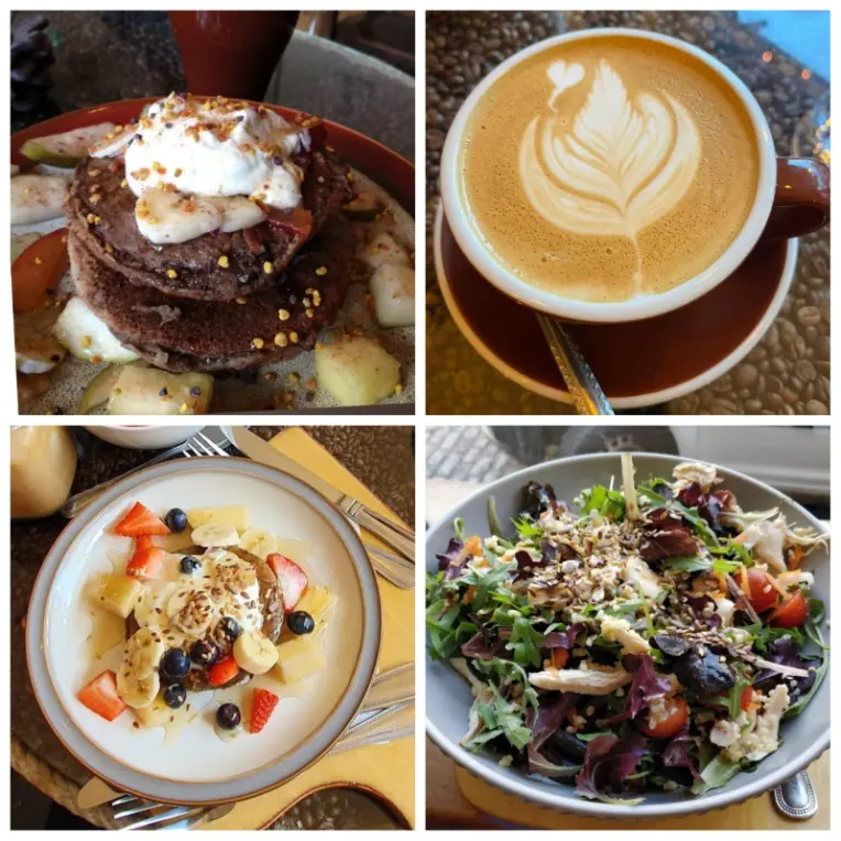 An image showing salads, porridge and coffee of cocobrew Café in Dublin.