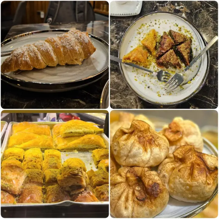 A collage image of baklava and scones of Ella's Heaven Café and Bakery in Dublin.