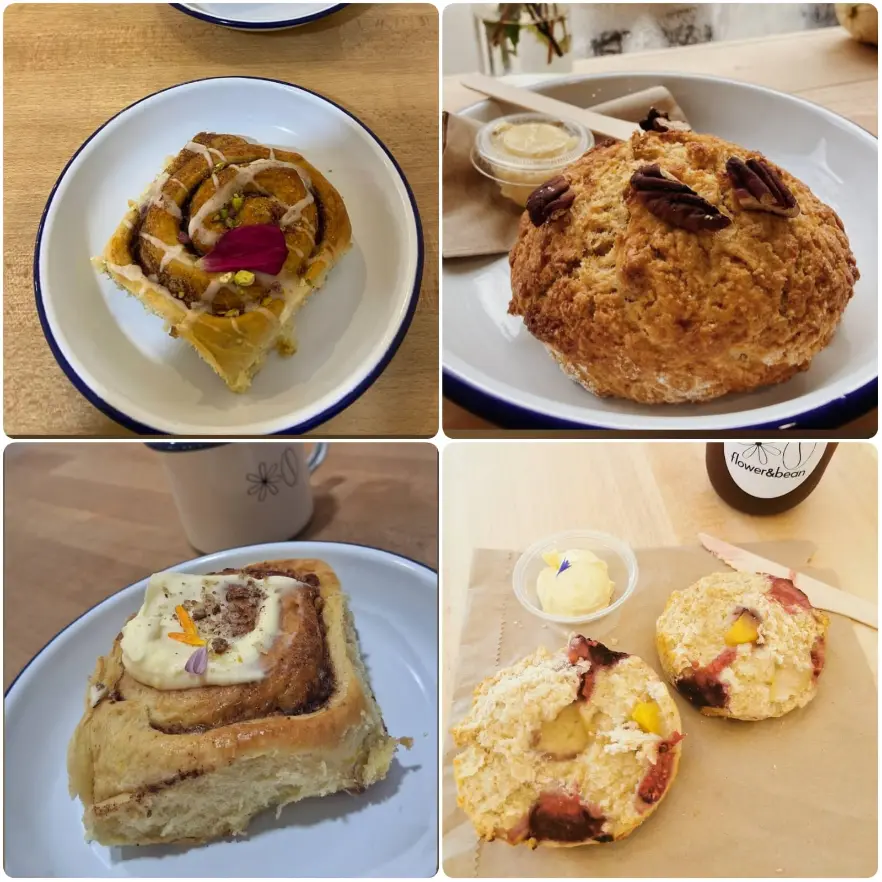 a collage image of creamy donuts of Flower and Bean in Dublin.