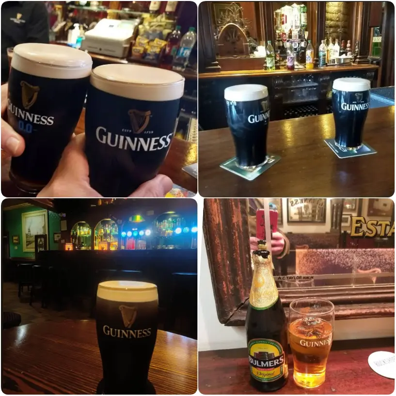 A collage image of smooth Guinness of Gaffney's Pub in Dublin.