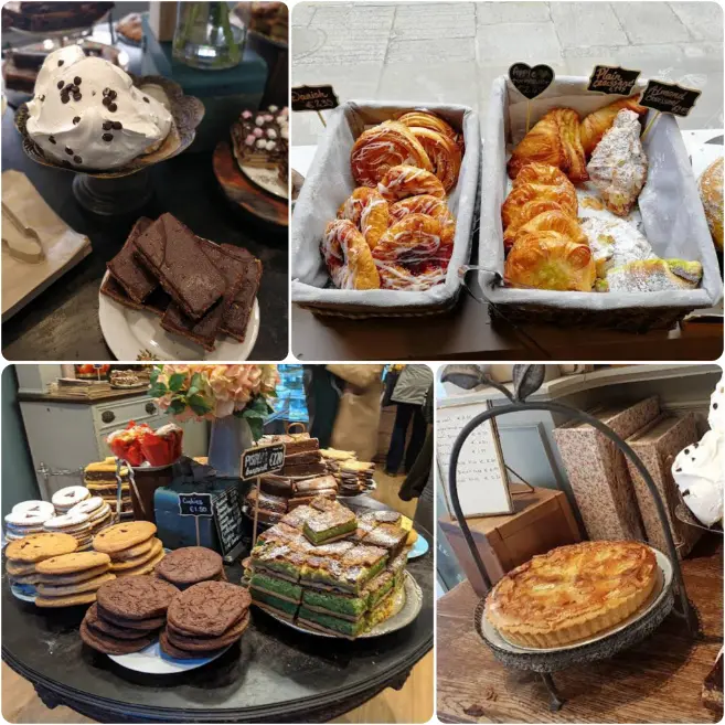 A snap showing scones, donuts and cheesecakes of Hansel and Gretel Bakery & Patisserie in Dublin.