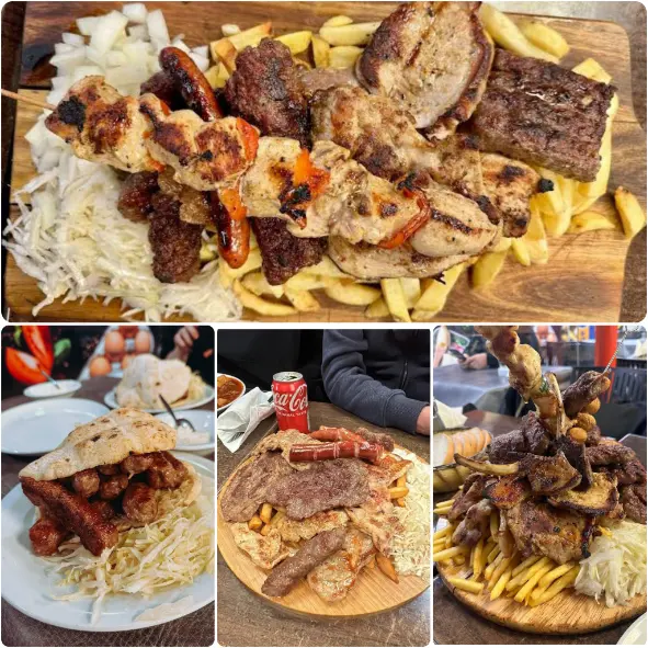A collage image of spiced grilled chicken and fries of His Food Charcoal Grill in Dublin.