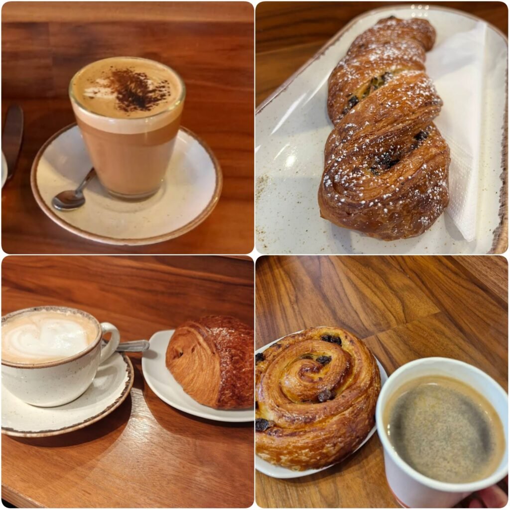 A collage image of croissants and coffee of Il Valentino in Dublin.