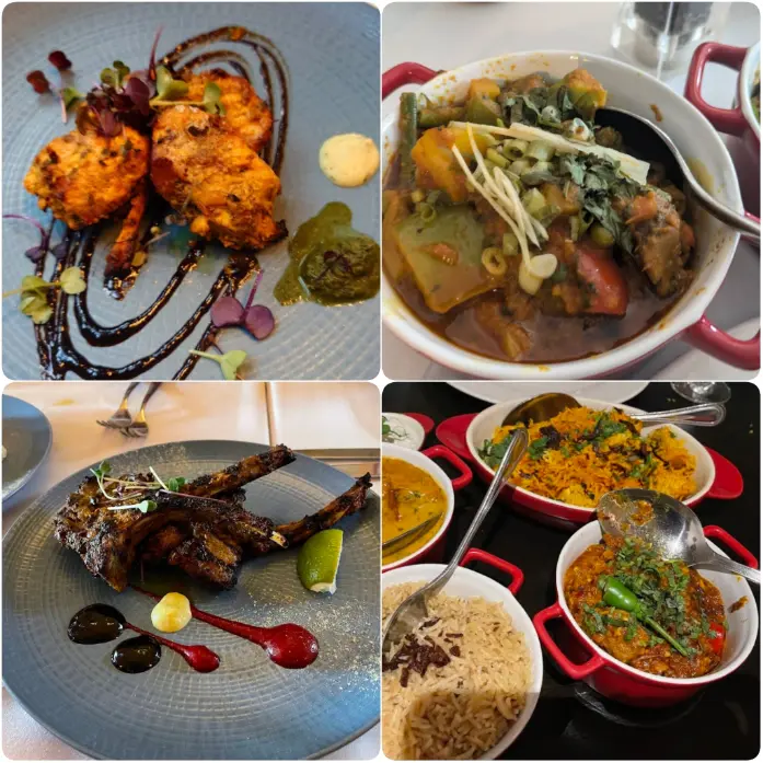 An assorted image of lunch dishes of Kinara Restaurant in Dublin.