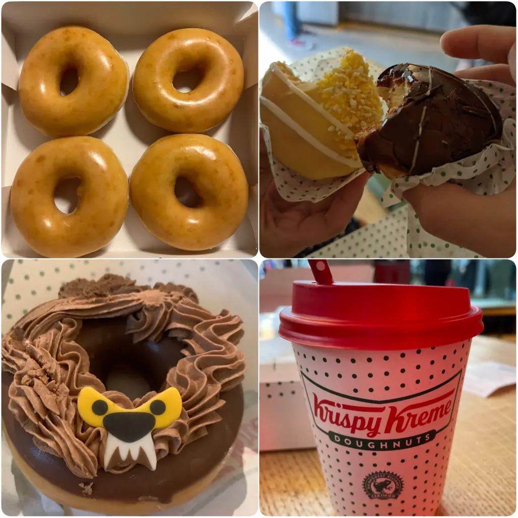 A collage image of Classic Glazed donut and Choco Donuts of Krispy Kreme in Dublin.