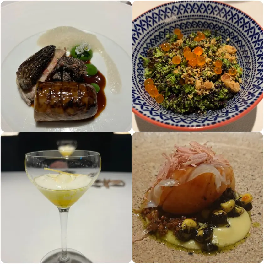 A collage image of exotic lunch dishes of Liath restaurant in Dublin.