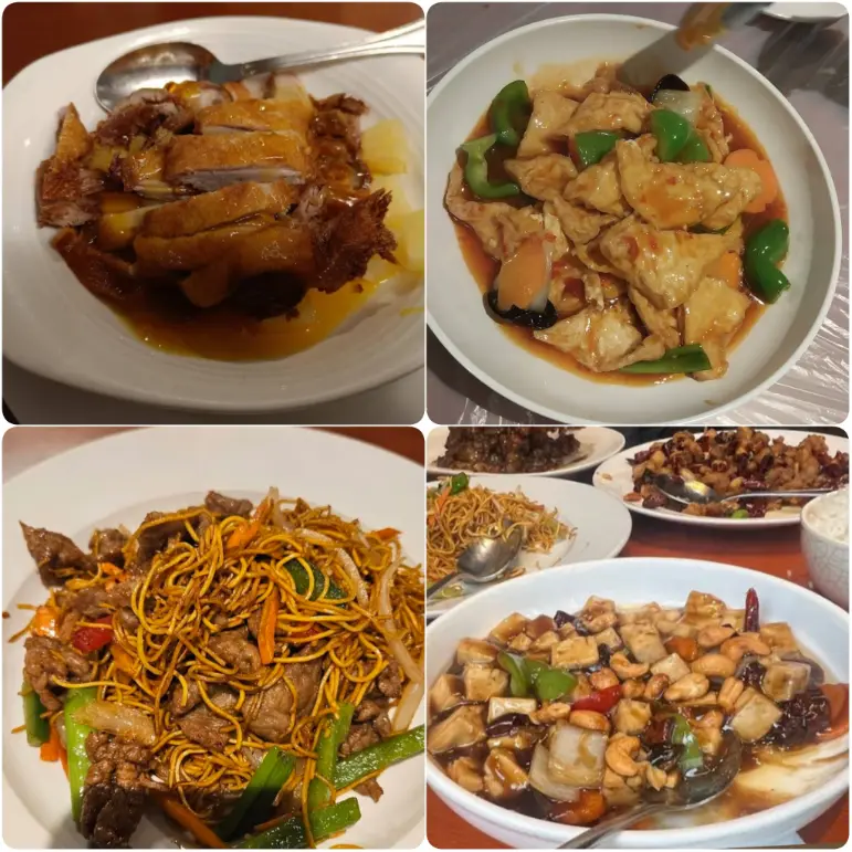 An image showing garlic chicken, Curry chicken, salads of M&L Szechuan Chinese in Dublin.