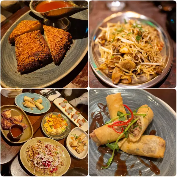 An image of prawn toast, chicken and mushrooms of Mama Yo in Dublin.