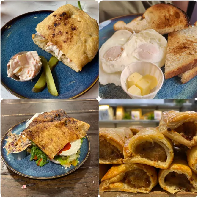A collage image of Brewers Breakfast and Pastries of Mannings Bakery in Dublin.