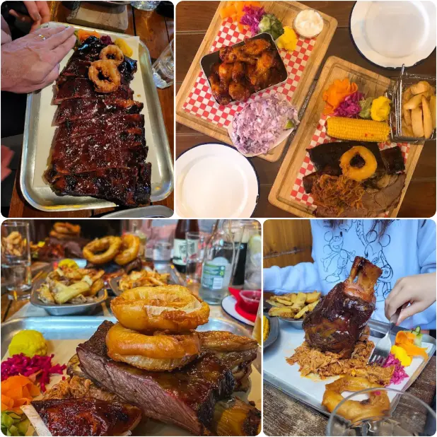 A collage image of smoked meat of Meat Wagon in Dublin