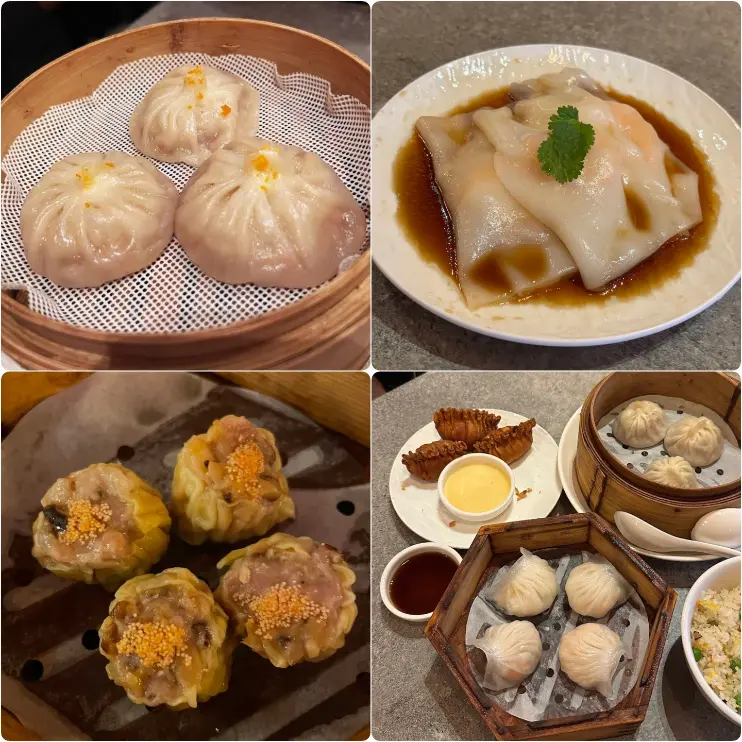 Steamed soup dumplings and rice rolls with soy sauce at Nan Chinese Restaurant, Dublin