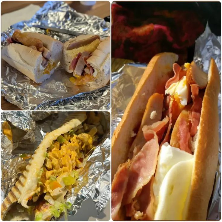 A collage image of scones and sandwiches of O' Donovan's Deli.