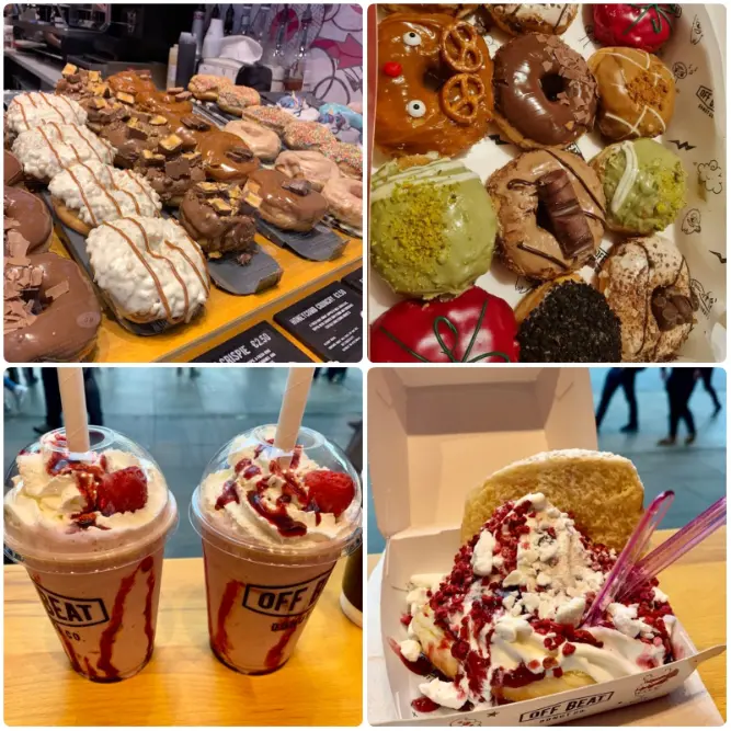 A collage image of Donuts and smoothies of Offbeat Donut Co. in Dublin.