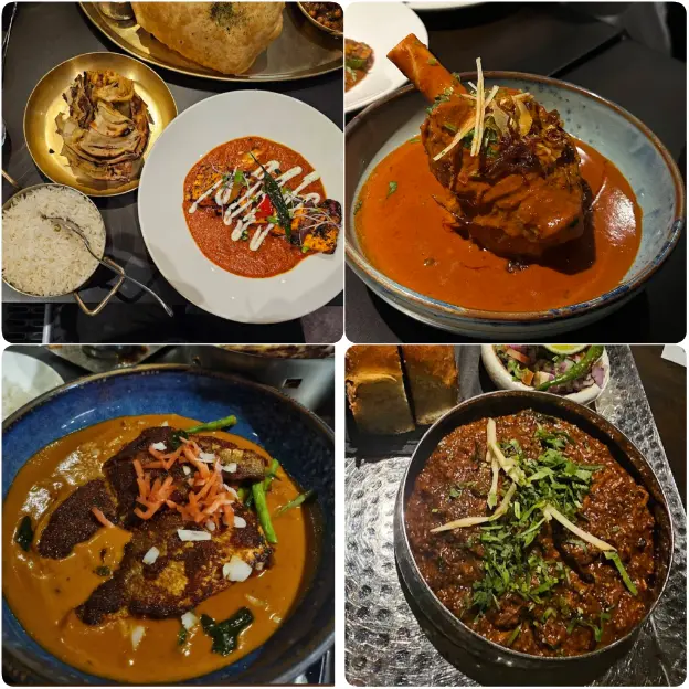 An image showing lamb, paneer malai and other lunch dishes of Pickle Restaurant in Dublin.