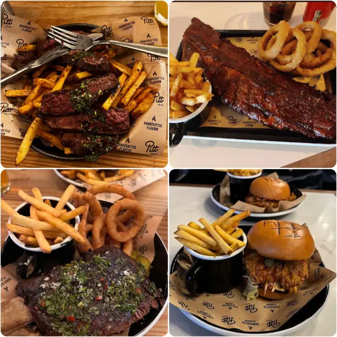 A collage image of BBQ Meat and fries of Pitt Bros in Dublin