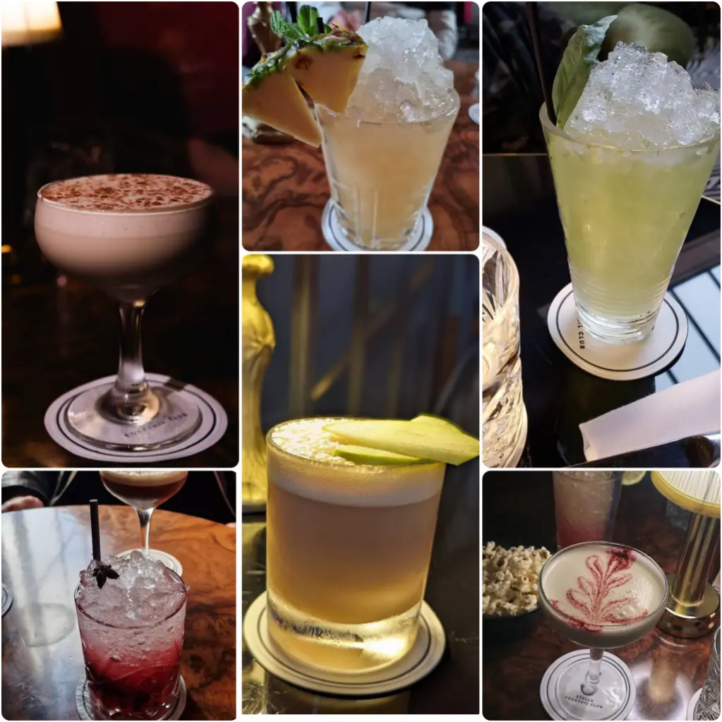 A collage image of NA cocktails of Stella Cocktail Club.