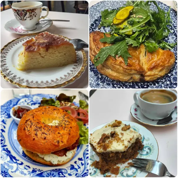 A collage image of scones and coffee of The Pepper Pot in Dublin.