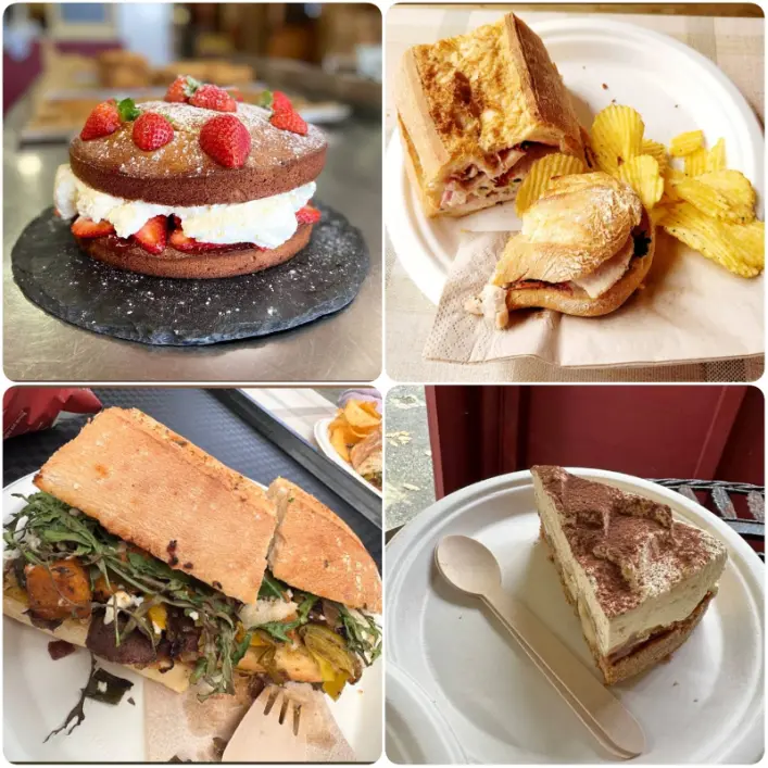 A collage image of scones and cakes of Timbertrove Café.