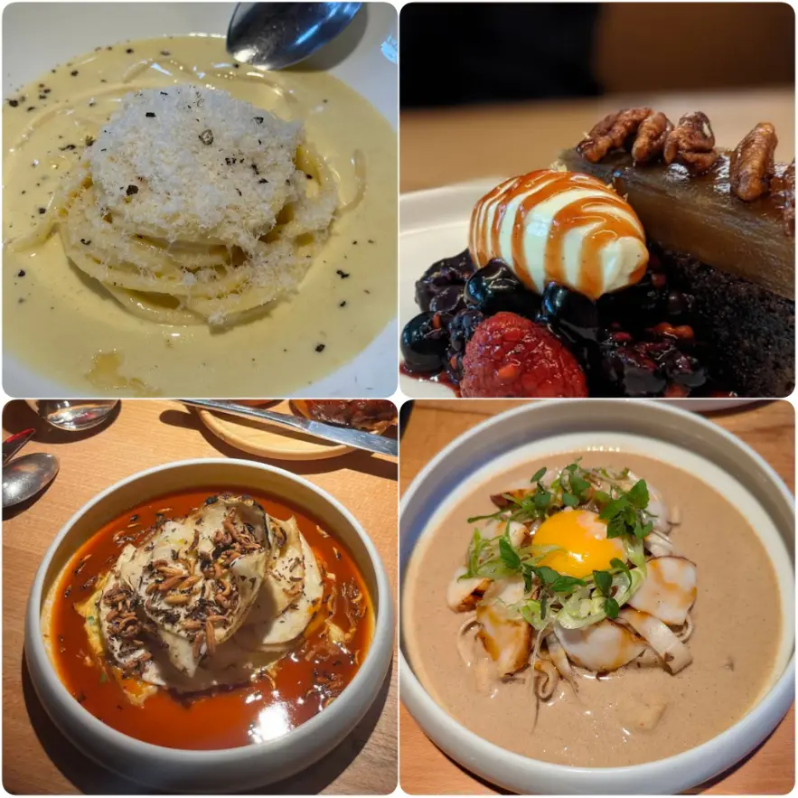 A collage image of soups and desserts of Variety Jones in Dublin.