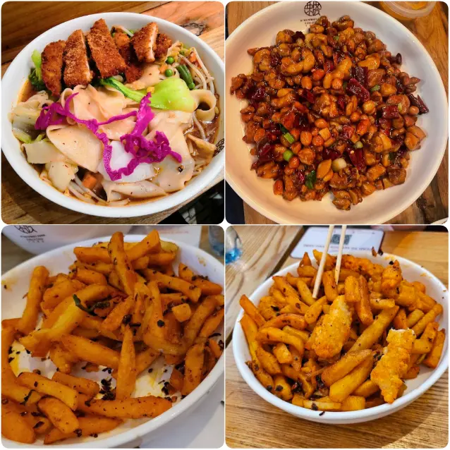A snap of crispy chili chicken, dumplings and salads of Xi’an Street Food.