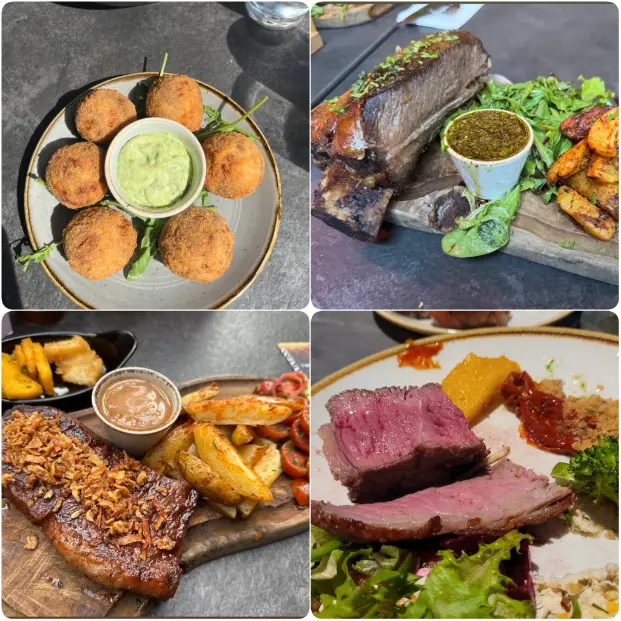 A photo compilation of Brazilian ribs steaks and chicken of BAH33º – The Gaucho BBQ Feast on Dawson Street in Dublin. 