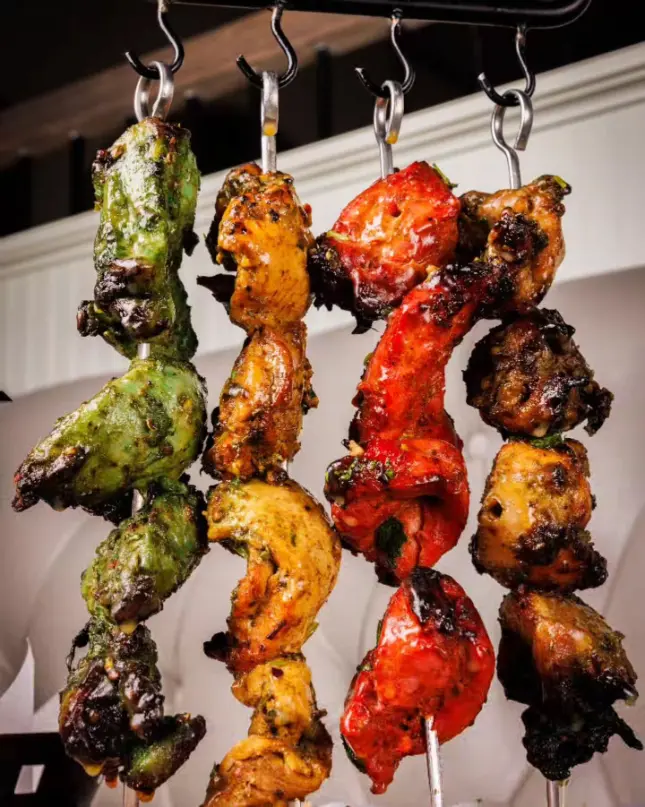 An image of different kebab- including boti, hariyali and sheek kebab of Dublin.