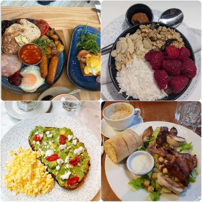An assorted image of porridge bowl, toast and other best brunch food of Lemon Jelly Café in Dublin.