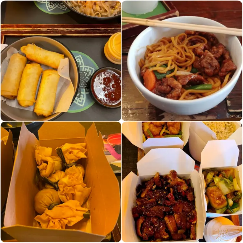 A visual representation depicting  affordable crispy snacks, noodles and sweet and sour chicken of Neon Asian Street Food. 