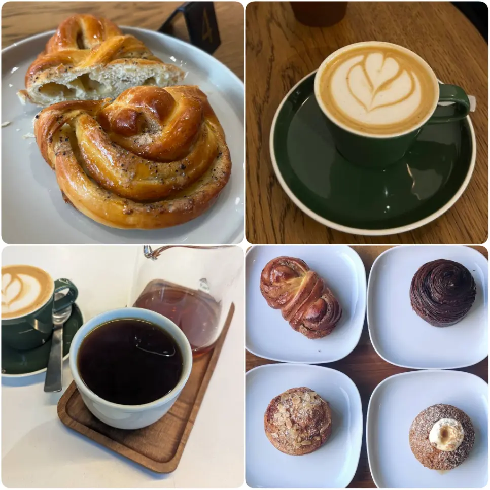 A collage image of chocolate cruffin and coffee of Proper Order Coffee Co. in Dublin.