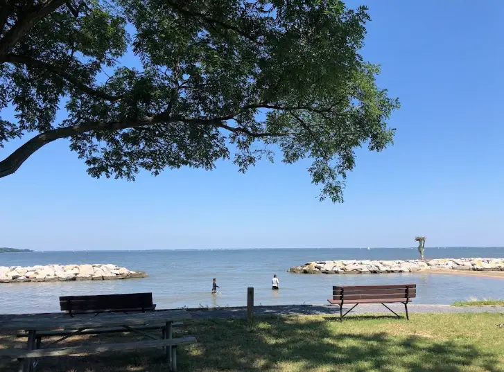 Locals and tourists are enjoying in water at Mayo Beach Park.