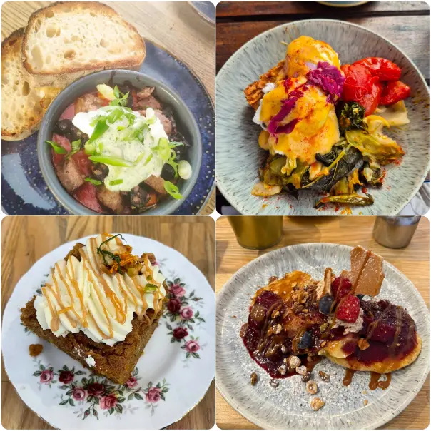 A collage snap depicting Toast and pancakes of Slice, Dublin.