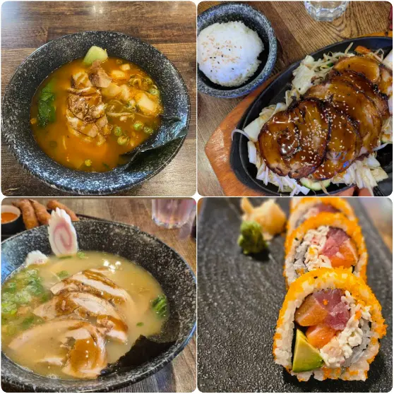 A visual representation of Takara soul Ramen, salmon sushi and other noodles of Takara Ramen & Deli Sushi Bar in Dublin.