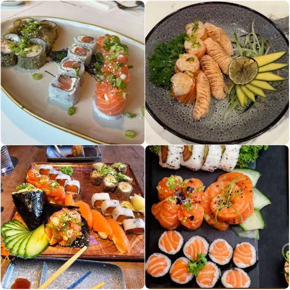 A collage image of veggie sushi platter and mushroom rolls of Wasabi Bar & Grill – Sushi and Surprise on Dorset Street in Dublin. 