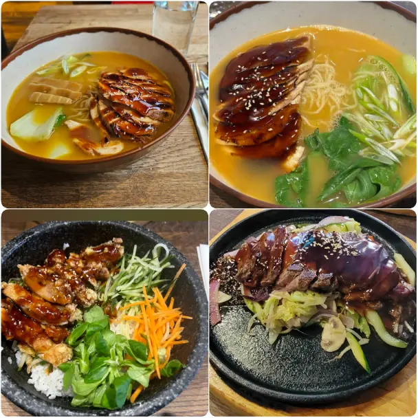 A photo collage of Pork donburi and Naruto Ramen of Zakura Izakaya – Upper Baggot Street.