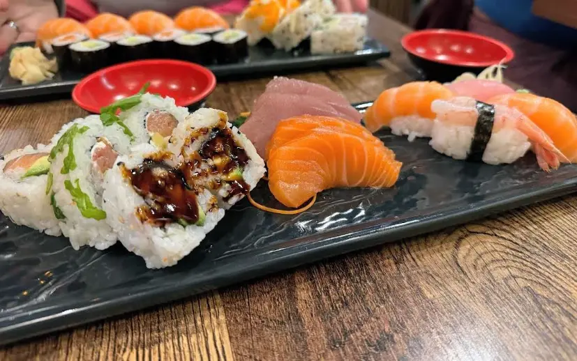 Varied Japanese sushi in a restaurant in Dublin