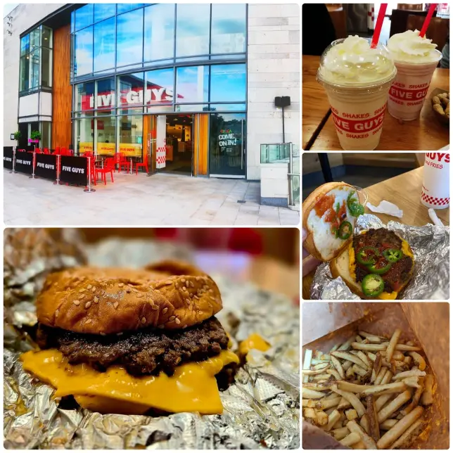 Burger, fries and smoothies of Five Guys Dublin Sandyford Rd
