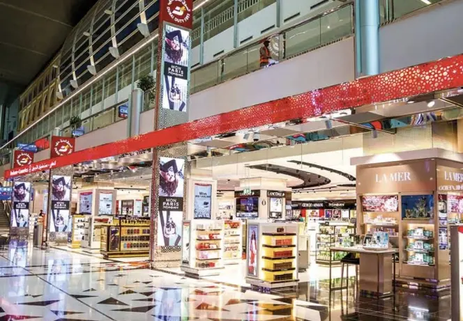 Abu Dhabi airport's shopping zone while travelling from Dublin to Tokyo