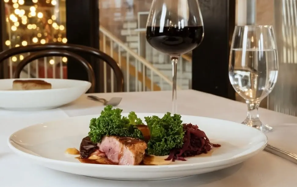 steak and wine of Fallon and Byrne Dublin