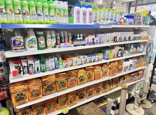 various pet essentials of a pet shop in Dublin