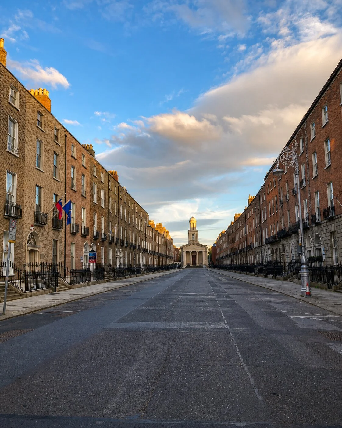 Baggot Street Upper Dublin with Georgian buildings and historic architecture